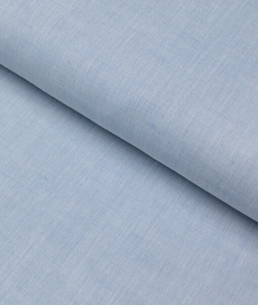 Cavallo by Linen Club  Cotton Linen Solids Shirting Fabric (Light Blue)