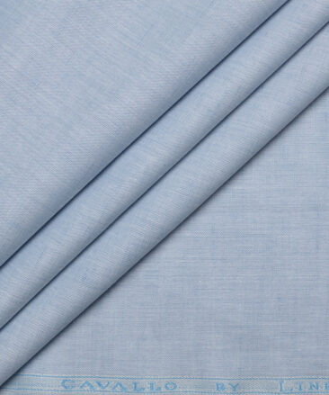 Cavallo by Linen Club  Cotton Linen Solids Shirting Fabric (Light Blue)