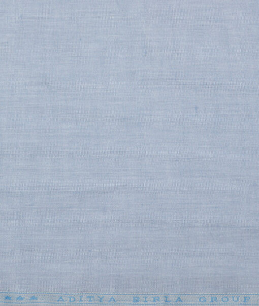 Cavallo by Linen Club  Cotton Linen Solids Shirting Fabric (Light Blue)