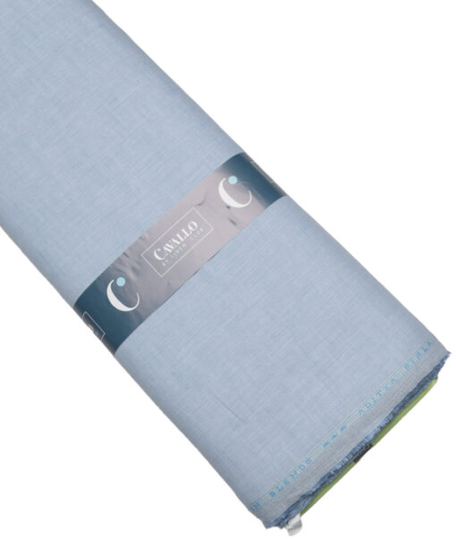 Cavallo by Linen Club  Cotton Linen Solids Shirting Fabric (Light Blue)