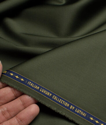 Luthai  Cotton Solids Shirt or Kurta Pajama Fabric (Army Green) - Image 2