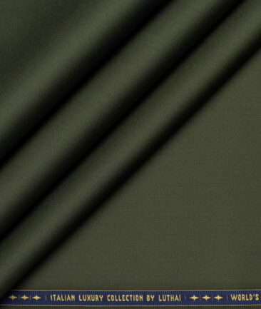 Luthai  Cotton Solids Shirt or Kurta Pajama Fabric (Army Green)
