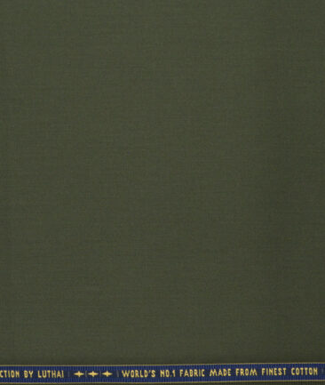 Luthai  Cotton Solids Shirt or Kurta Pajama Fabric (Army Green) - Image 5