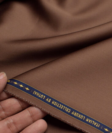 Luthai Cotton Solids Shirt or Kurta Pajama Fabric (Copper Brown) - Image 2