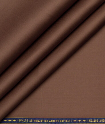 Luthai Cotton Solids Shirt or Kurta Pajama Fabric (Copper Brown)