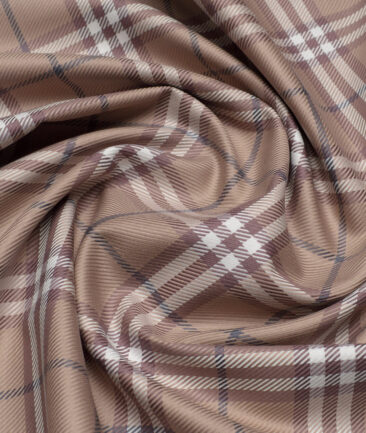 Reid & Taylor  Giza Cotton Checks Shirting Fabric (Light Brown)