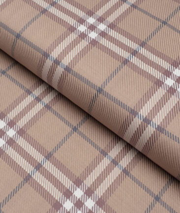 Reid & Taylor  Giza Cotton Checks Shirting Fabric (Light Brown)
