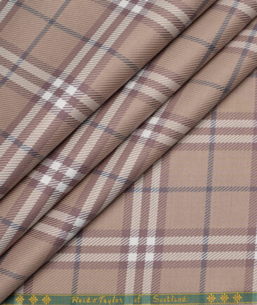Reid & Taylor  Giza Cotton Checks Shirting Fabric (Light Brown)