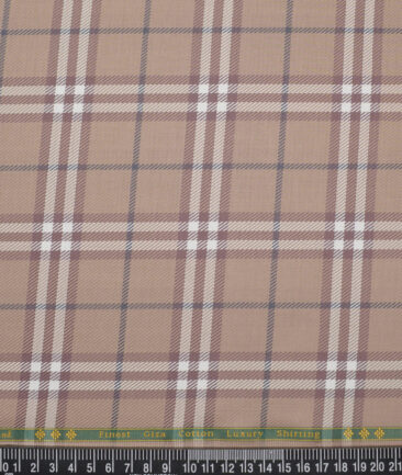 Reid & Taylor  Giza Cotton Checks Shirting Fabric (Light Brown)