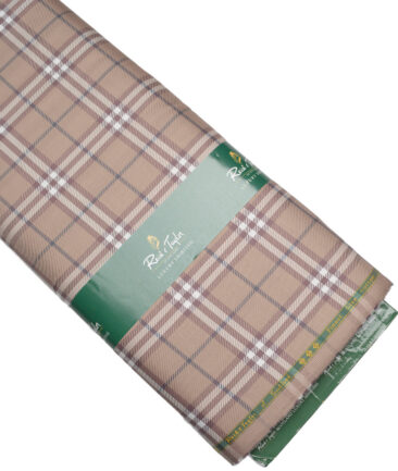 Reid & Taylor  Giza Cotton Checks Shirting Fabric (Light Brown)