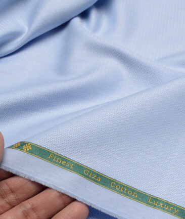 Reid & Taylor  Giza Cotton Structured Shirting Fabric (Sky Blue)
