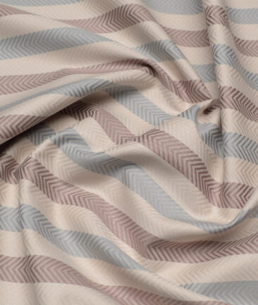 Reid & Taylor  Giza Cotton Striped Shirting Fabric (Beige & Grey)