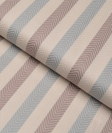 Reid & Taylor  Giza Cotton Striped Shirting Fabric (Beige & Grey)