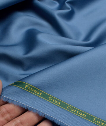 Reid & Taylor  Giza Cotton Solids Shirt or Kurta Pajama Fabric (Celestial Blue) - Image 2