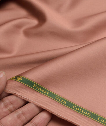 Reid & Taylor  Giza Cotton Solids Shirt or Kurta Pajama Fabric (Coral Orange) - Image 2