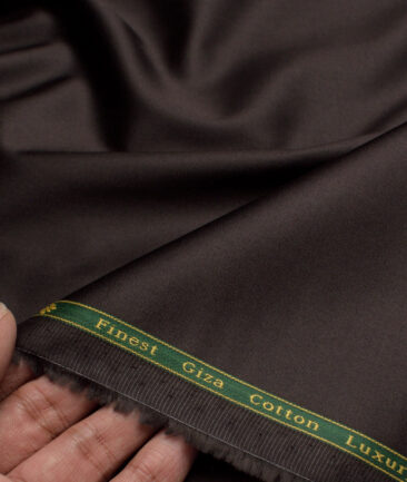 Reid & Taylor  Giza Cotton Solids Shirt or Kurta Pajama Fabric (Dark Chocolate Brown) - Image 2