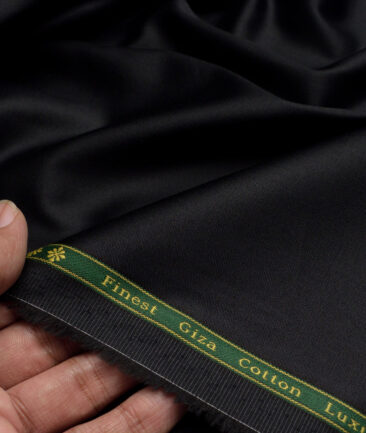 Reid & Taylor  Giza Cotton Solids Shirt or Kurta Pajama Fabric (Jet Black) - Image 2