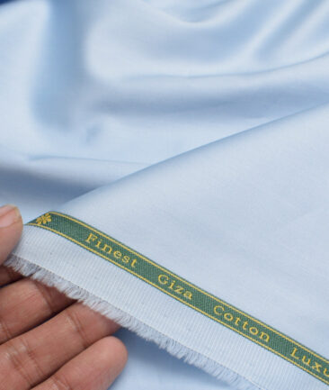 Reid & Taylor  Giza Cotton Solids Shirt or Kurta Pajama Fabric (Sky Blue) - Image 2