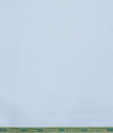 Reid & Taylor  Giza Cotton Solids Shirt or Kurta Pajama Fabric (Sky Blue) - Image 5