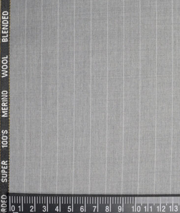 Canetti Italy Super 100's Striped 20% Merino Wool Suiting Fabric (Light Grey)
