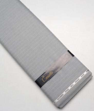 Canetti Italy Super 100's Striped 20% Merino Wool Suiting Fabric (Light Grey)