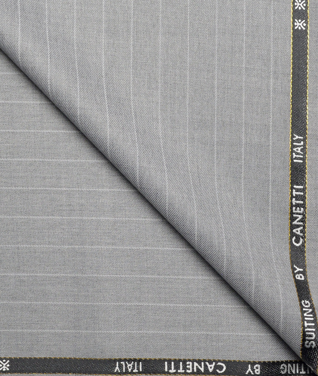 Canetti Italy Super 100's Striped 20% Merino Wool Suiting Fabric (Light Grey) Canetti Italy Super 100's Striped 20% Merino Wool Suiting Fabric (Light Grey)