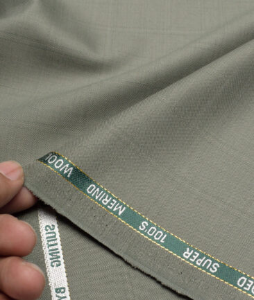 Canetti Italy Super 100's Checks 20% Merino Wool Suiting Fabric (Olive Green)