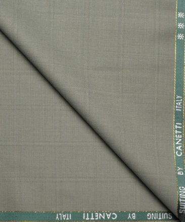 Canetti Italy Super 100's Checks 20% Merino Wool Suiting Fabric (Olive Green)