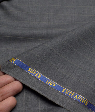 Cavalero Italy Super 120's Striped 60% Wool Suiting Fabric (Grey)