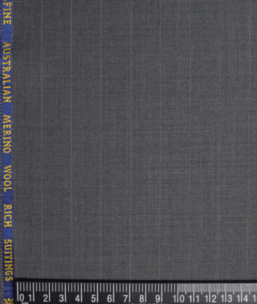 Cavalero Italy Super 120's Striped 60% Wool Suiting Fabric (Grey)