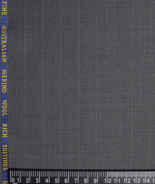 Cavalero Italy Super 120's Striped 60% Wool Suiting Fabric (Grey)