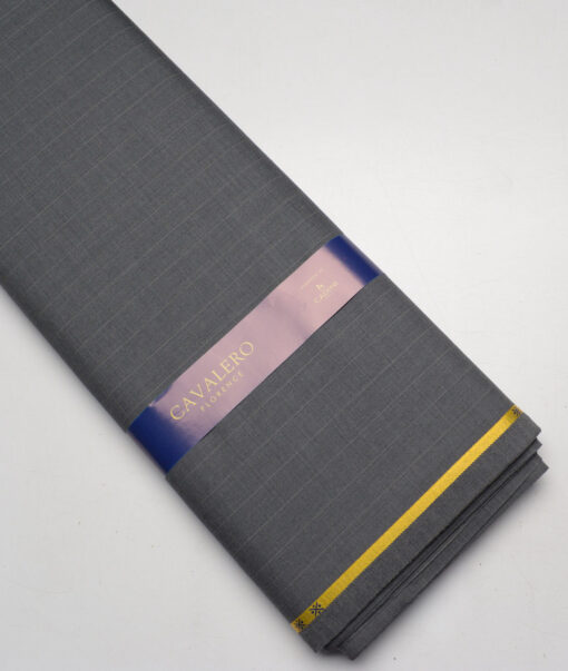 Cavalero Italy Super 120's Striped 60% Wool Suiting Fabric (Grey)