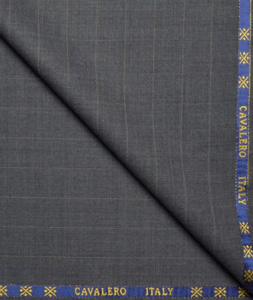 Cavalero Italy Super 120's Striped 60% Wool Suiting Fabric (Grey)