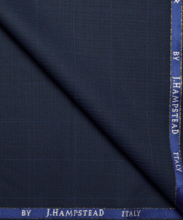 J.Hampstead Super 100's Checks 20% Wool Suiting Fabric (Dark Blue )