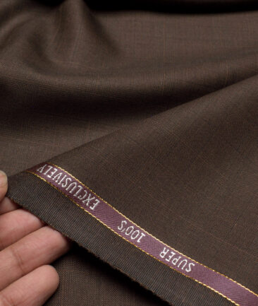 J.Hampstead Super 100's Checks 20% Wool Suiting Fabric (Irish Coffee Brown)
