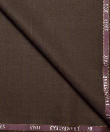 J.Hampstead Super 100's Checks 20% Wool Suiting Fabric (Irish Coffee Brown)