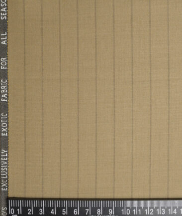 J.Hampstead Super 100's Striped 20% Wool Suiting Fabric (Khakhi Brown)