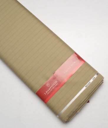 J.Hampstead Super 100's Striped 20% Wool Suiting Fabric (Khakhi Brown)