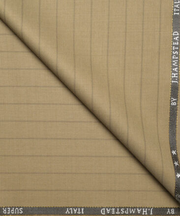 J.Hampstead Super 100's Striped 20% Wool Suiting Fabric (Khakhi Brown)