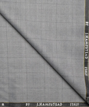 J.Hampstead Super 100's Checks 20% Wool Suiting Fabric (Light Grey)