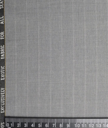 J.Hampstead Super 100's Striped 20% Wool Suiting Fabric (Light Grey)