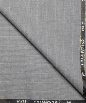 J.Hampstead Super 100's Striped 20% Wool Suiting Fabric (Light Grey)