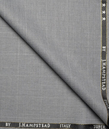 J.Hampstead Super 100's Checks 20% Wool Suiting Fabric (Light Grey)