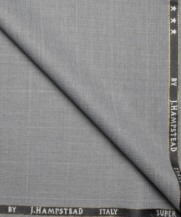J.Hampstead Super 100's Checks 20% Wool Suiting Fabric (Light Grey)