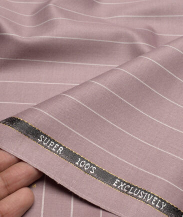 J.Hampstead Super 100's Striped 20% Wool Suiting Fabric (Light Mauve)