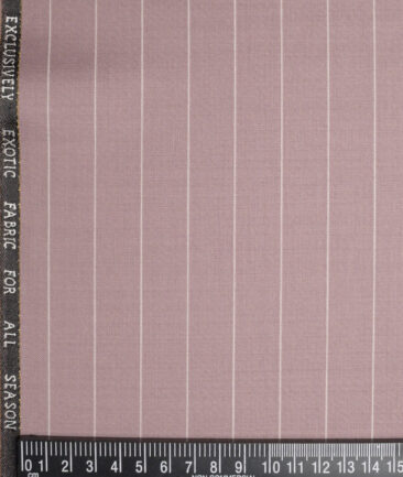J.Hampstead Super 100's Striped 20% Wool Suiting Fabric (Light Mauve)