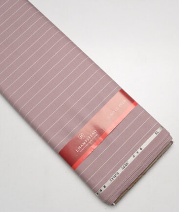 J.Hampstead Super 100's Striped 20% Wool Suiting Fabric (Light Mauve)