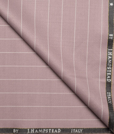 J.Hampstead Super 100's Striped 20% Wool Suiting Fabric (Light Mauve)