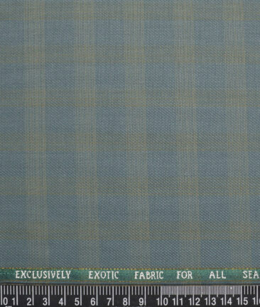 J.Hampstead Super 100's Checks 20% Wool Suiting Fabric (Teal Green)