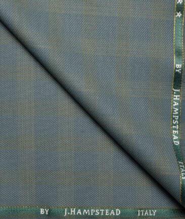 J.Hampstead Super 100's Checks 20% Wool Suiting Fabric (Teal Green)